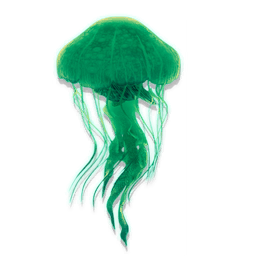 A glassy jellyfish, lights pulsing beneath its skin. Its thin tentacles pluck at the air, their vibrations manipulating the space around its body.