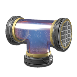 This clear glass aqueduct encloses a perpetually churning supply of 'liquid'. This T-shaped configuration allows for creating branches in duct connections.