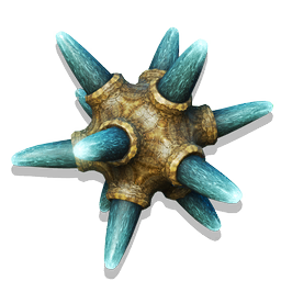 A carnivorous marine organism. An armoured shell encloses the core polyp, exposing only the stinging tentacles. Involuntary nerve spasms cause the creature to writhe perpetually: always seeking, always hungering.