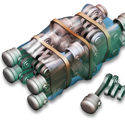 Wrapped and greased pistons, ready for shipping.